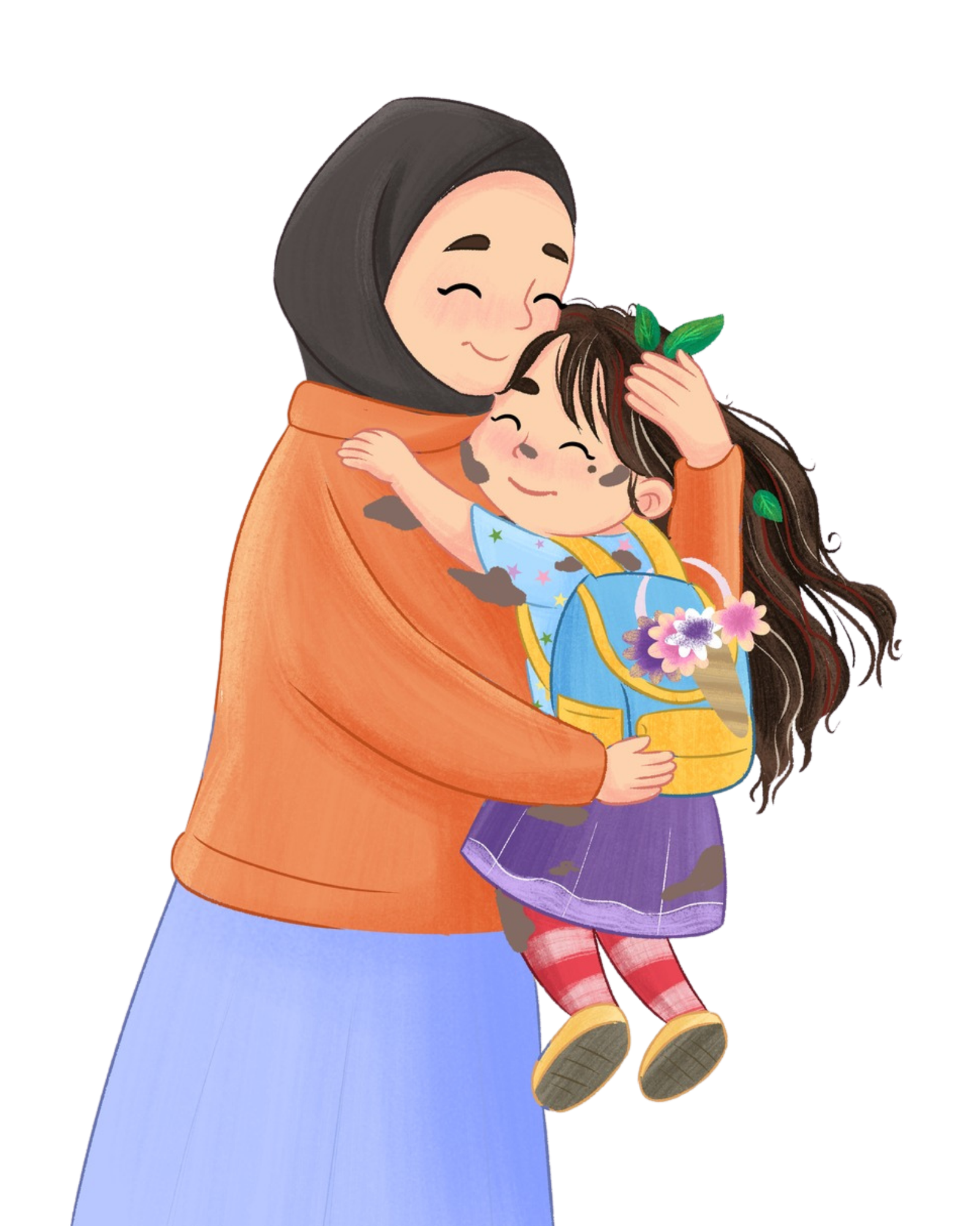 A mother lovingly embracing Tehmina